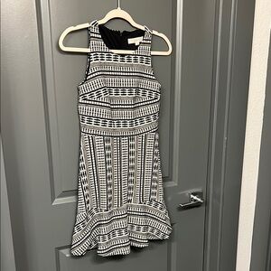 Size 0P Women’s Loft Black and White Striped Sleeveless Dress